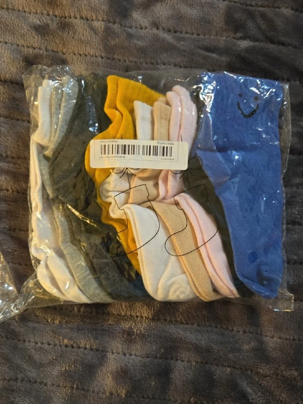 Smiley Face Kids Crew Socks - Multi Color Pack Of 10 Pair
